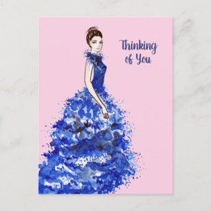 Denk aan je dame met de Sparkly Blue Gown-kaart Briefkaart