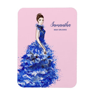 Denk aan je dame met de Sparkly Blue Gown-kaart Magneet
