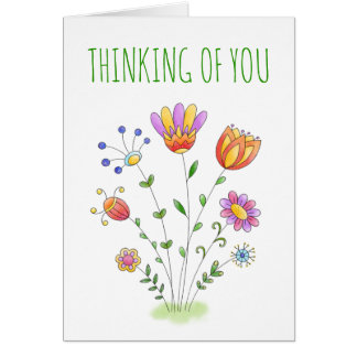 Denk aan je Doodle Flowers Friendship Kaart