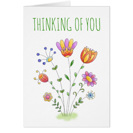 Denk aan je Doodle Flowers Friendship Kaart (Voorkant)