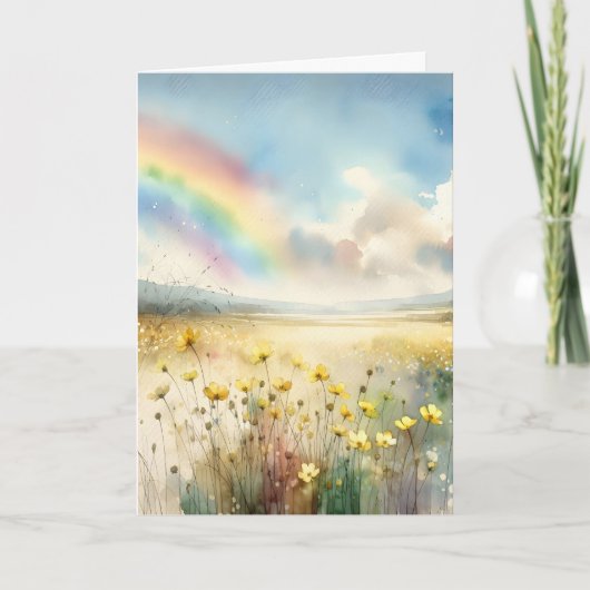 Denk aan je dromerige wilde bloemen en regenboog kaart (Voorkant)