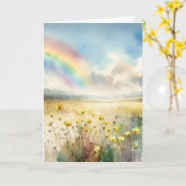Denk aan je dromerige wilde bloemen en regenboog kaart (Gele Bloem)
