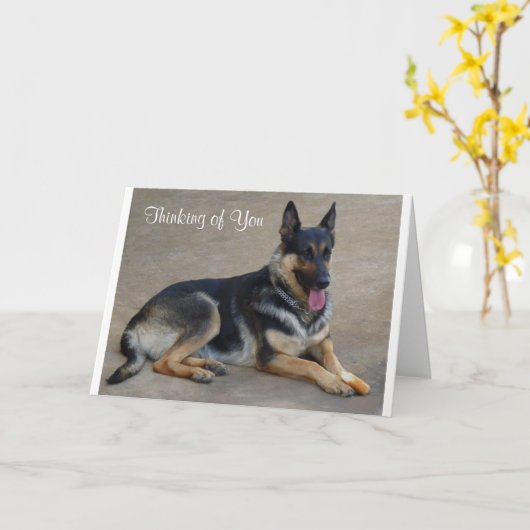 Denk aan je Duitse Wenskaart Shepherd Dog Kaart (Gele Bloem)