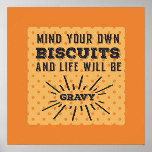 Denk aan je eigen Biscuits Funny Retro Poster