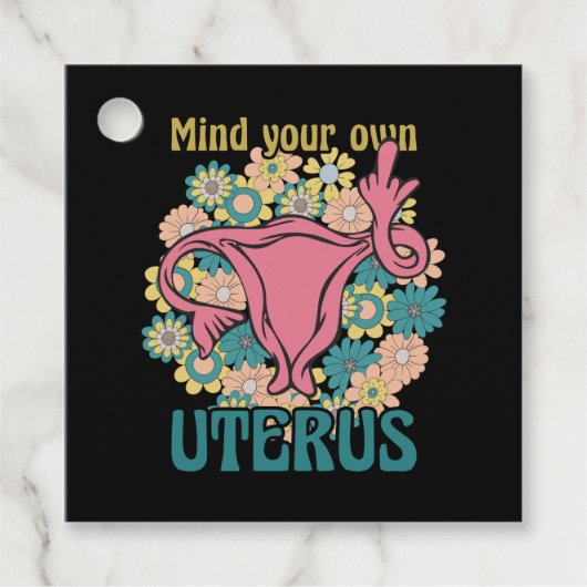 Denk aan je eigen Uterus Feminist Pro Choice Bedankjes Labels (Voorkant)