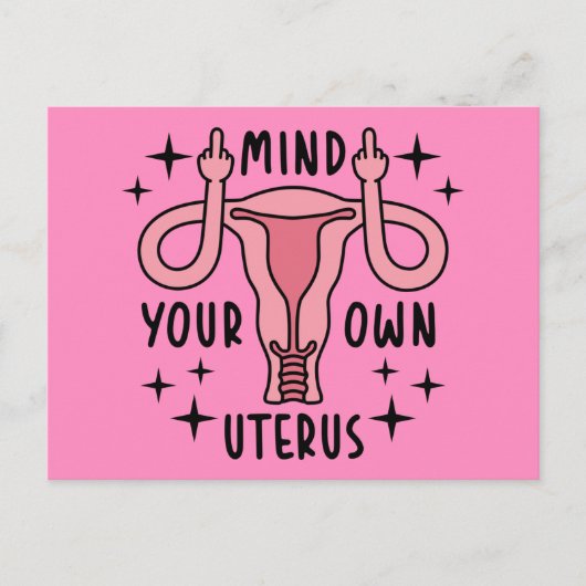Denk aan je eigen Uterus Feminist Pro Choice Briefkaart (Voorkant)