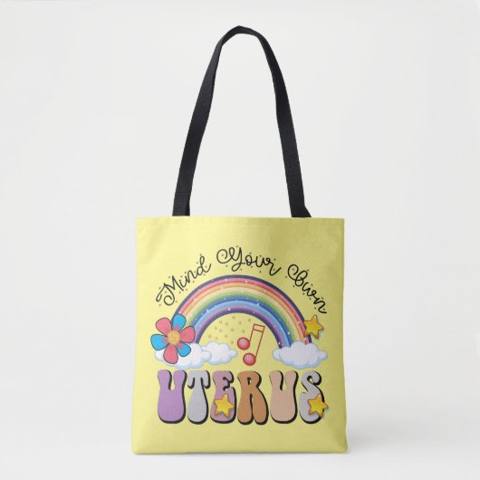 Denk aan je eigen uterus feminist Pro Choice Rainb Tote Bag (Voorkant)
