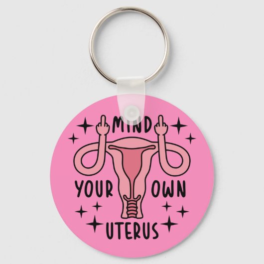 Denk aan je eigen Uterus Feminist Pro Choice Sleutelhanger (Voorkant)