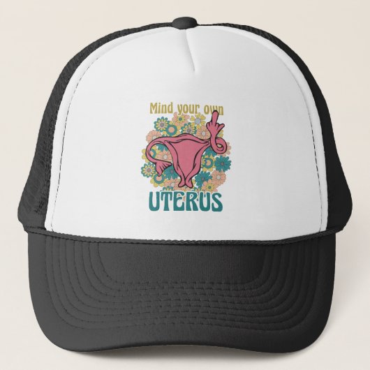 Denk aan je eigen Uterus Feminist Pro Choice Trucker Pet (Voorkant)
