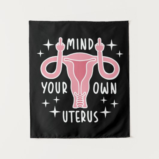 Denk aan je eigen Uterus Feminist Pro Choice Wandkleed (Voorkant)