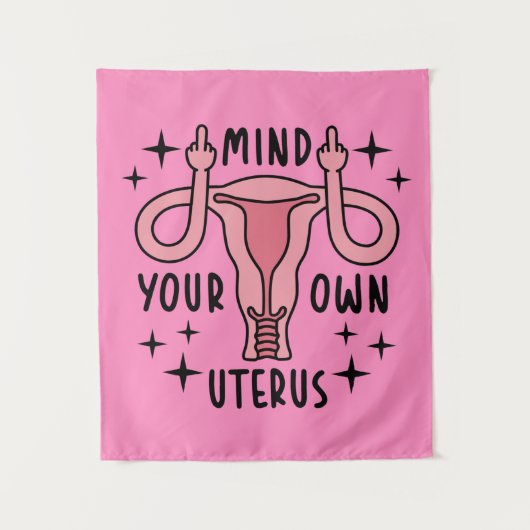 Denk aan je eigen Uterus Feminist Pro Choice Wandkleed (Voorkant)