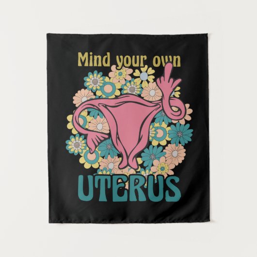Denk aan je eigen Uterus Feminist Pro Choice Wandkleed (Voorkant)