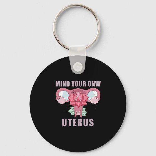 Denk aan je eigen Uterus Pro Choice Feministische  Sleutelhanger (Voorkant)