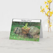 Denk aan je fiets roze bloemen kaart (Gele Bloem)