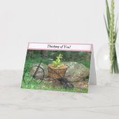 Denk aan je fiets roze bloemen kaart (Voorkant)