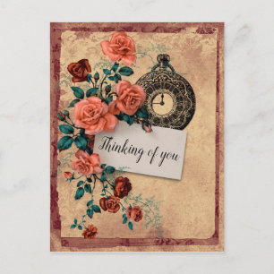 Denk aan je Floral Watch  Style Briefkaart