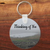 Denk aan je Foggy Landscape Foto Beach mist Sleutelhanger (Voorkant)