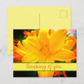Denk aan je gele Oranje dag Lily Flowers Briefkaart (Voorkant / Achterkant)