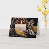 Denk aan je gloeiende kaars in dennenappels kaart (Gele Bloem)