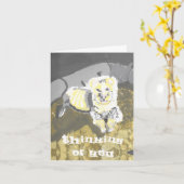 Denk aan je ijzerkaartje kaart (Gele Bloem)