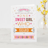 Denk aan je jonge kleindochter roze kaart (Gele Bloem)