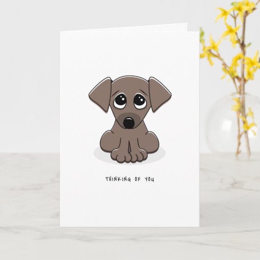 Denk aan je kaart met een schattige puppy dog (Gele Bloem)
