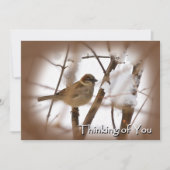 Denk aan je kaarten - bruin met vogel (Voorkant)