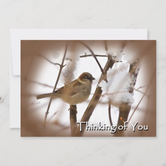 Denk aan je kaarten - bruin met vogel (Voorkant)