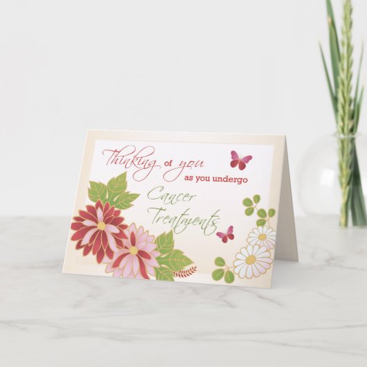 Denk aan je kankerbehandelingen bloemen kaart (Voorkant)