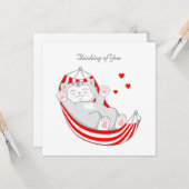 Denk aan je kat met hart in Hammock Kaart (Voorkant / Achterkant in situ)