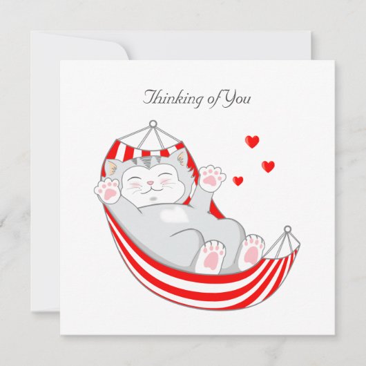 Denk aan je kat met hart in Hammock Kaart (Voorkant)