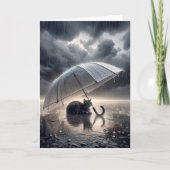 Denk aan je kat onder paraplu kaart (Voorkant)