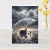 Denk aan je kat onder paraplu kaart (Gele Bloem)