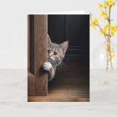 Denk aan je kitten die rond een deur gluurt kaart (Gele Bloem)