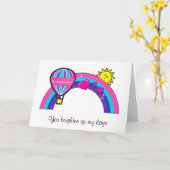 Denk aan je kleindochter Ballon en Rainbow Kaart (Gele Bloem)