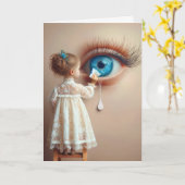 Denk aan je kleine meisje vegen tranen weg kaart (Gele Bloem)