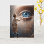 Denk aan je kleine meisje vegen tranen weg kaart (Gele Bloem)