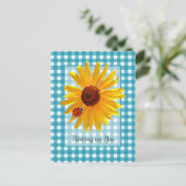 Denk aan je luiaard op zonnebloem briefkaart (Staand voorkant)