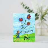 Denk aan je meisje met bloemen Briefkaart (Staand voorkant)