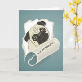 Denk aan je op College, Pug Dog Kaart (Gele Bloem)