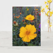 Denk aan je Oranje kosmos foto Kaart (Gele Bloem)