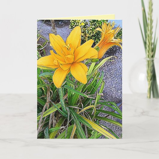 Denk aan je Oranje Lily en Bud Foto Template Kaart (Voorkant)