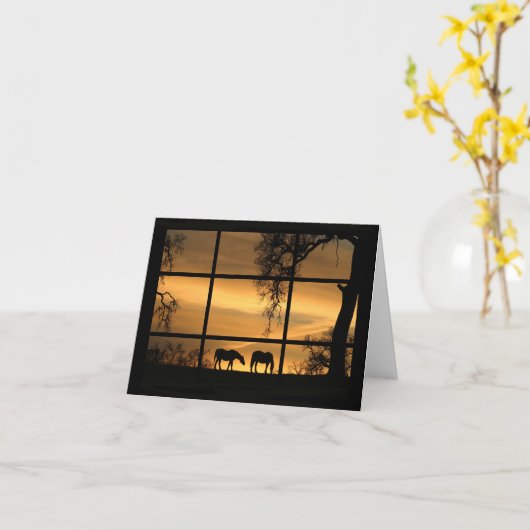 Denk aan je paarden in het Sunset Window Kaart (Gele Bloem)