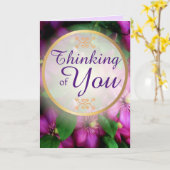 Denk aan je Paars Pink Clematis Flowers Kaart (Gele Bloem)