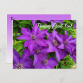 Denk aan je Paarse Clematis Floral Briefkaart (Voorkant / Achterkant)