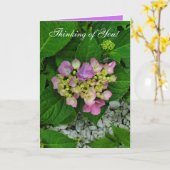 Denk aan je Paarse en roze bloem Kaart (Gele Bloem)