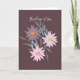Denk aan je Paarse en roze wilde bloemen Bedankkaart
