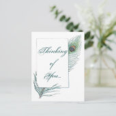 Denk aan je Peacock Feather Inspirerend Briefkaart (Staand voorkant)