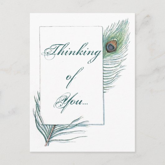 Denk aan je Peacock Feather Inspirerend Briefkaart (Voorkant)