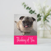 Denk aan je Pug Puppy Dog Greeting Post Card Briefkaart (Staand voorkant)